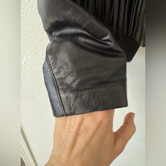 Continental Leather Fashions Leather Cowhide Fringe Jacket, Size Medium - Picture 7 of 14